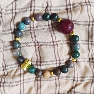 Ruby And Indian Agate Bracelet